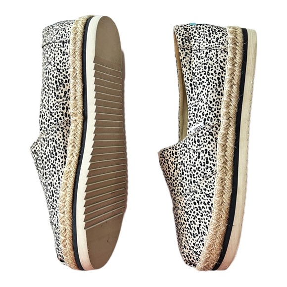 TOMS Alpargata Rope Platform Slip On Black Cream Leopard Print Women's Size 7.5 - Picture 3 of 9